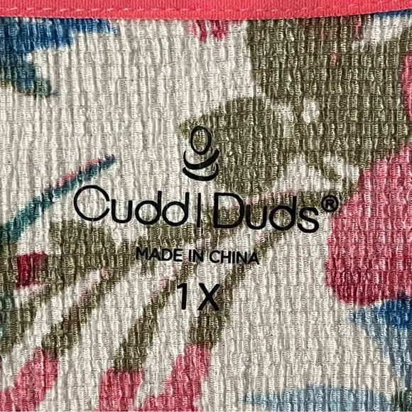 Cuddl Duds Crepe Knit Caftan Tunic Coastal Coral Floral Pink Size 1X - Picture 10 of 13